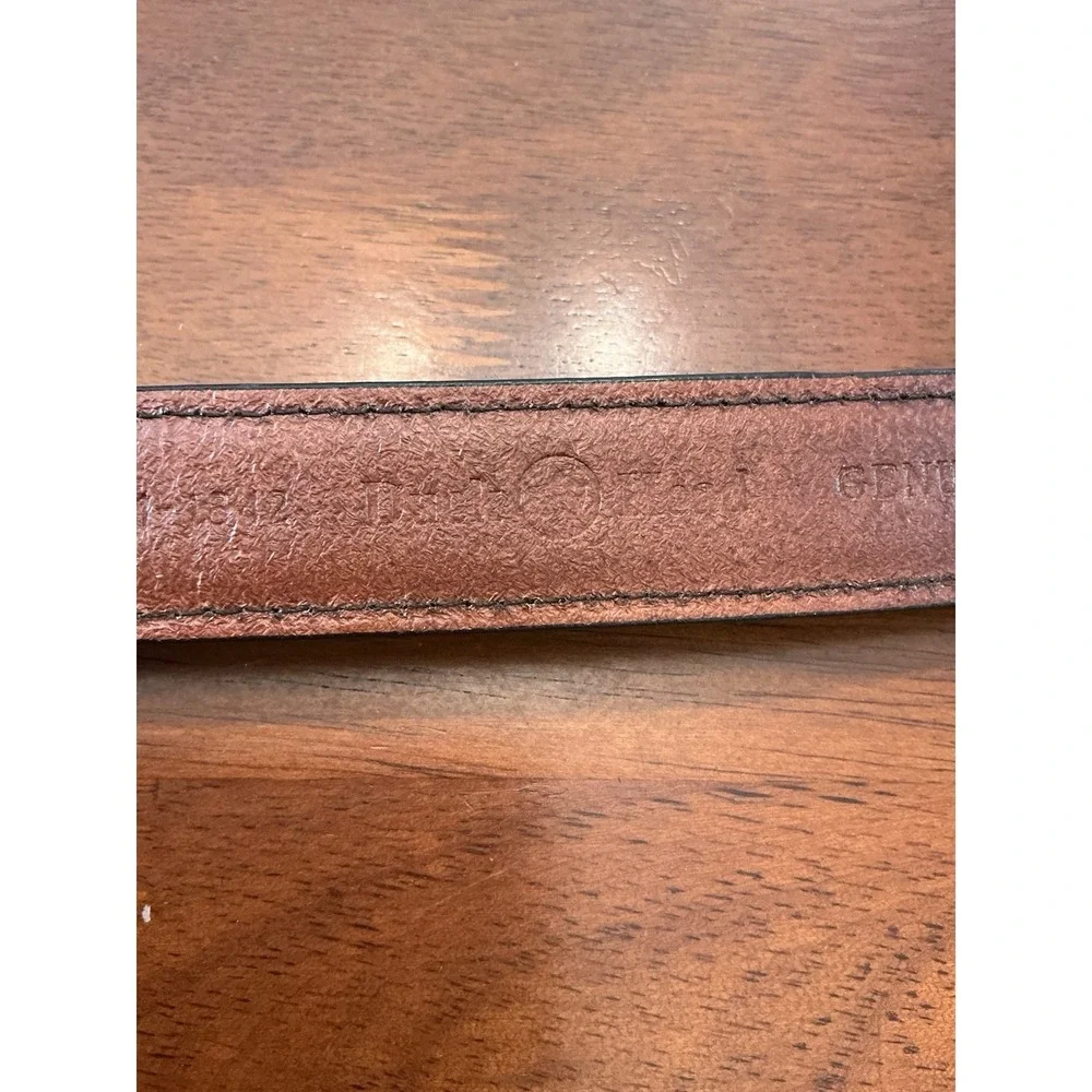 DUCK HEAD Mens Brown Leather Solid Brass Buckle Belt Size 42/105